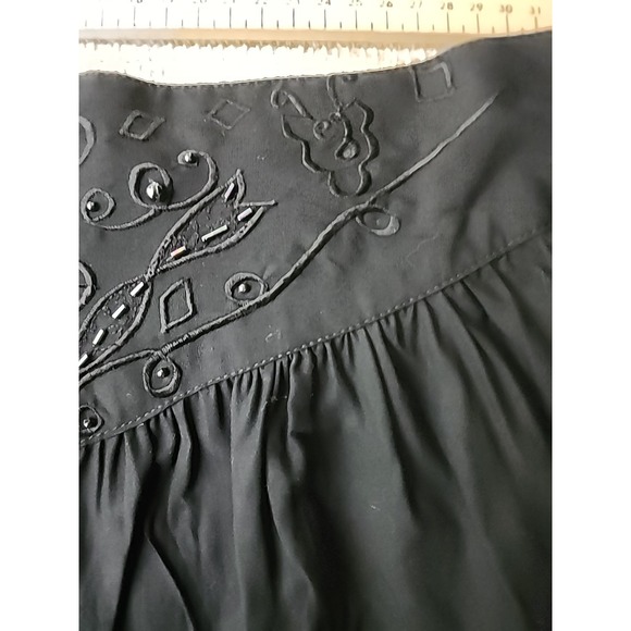 Vintage Dalin Black Midi Skirt Beaded A-Line Goth Witchy Whimsigoth Western Boho - Picture 11 of 11